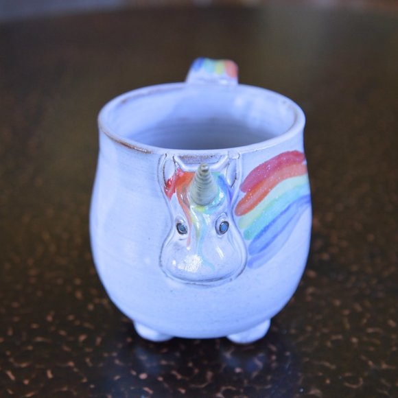 Mudworks Pottery Elwood the Unicorn Planter with Unicorn ornament - Picture 5 of 12